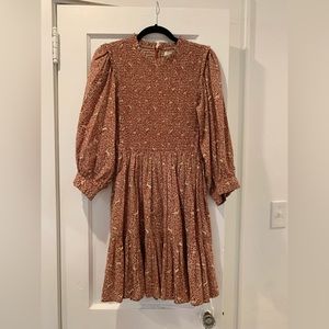 Doen Leda dress in cream/rust prancing fawn XS